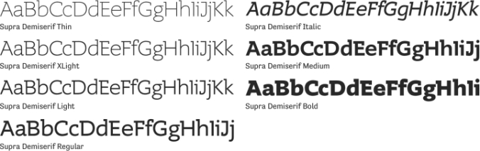 Supra Demiserif Font Preview