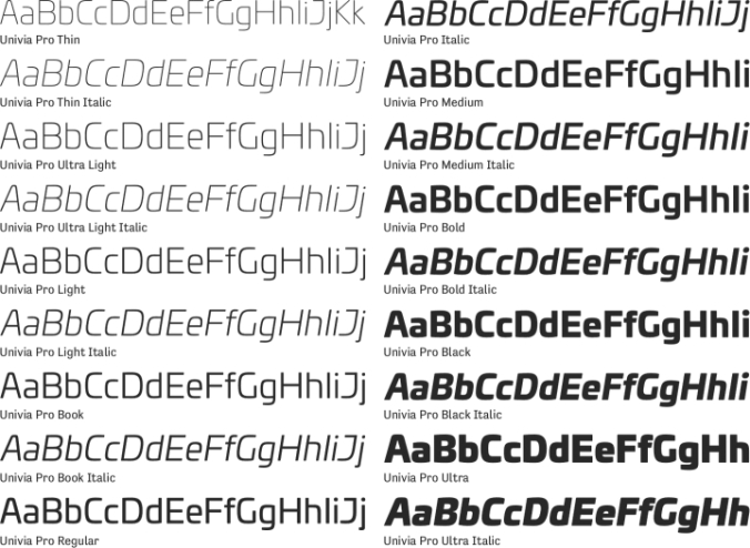 Univia Pro Font Preview