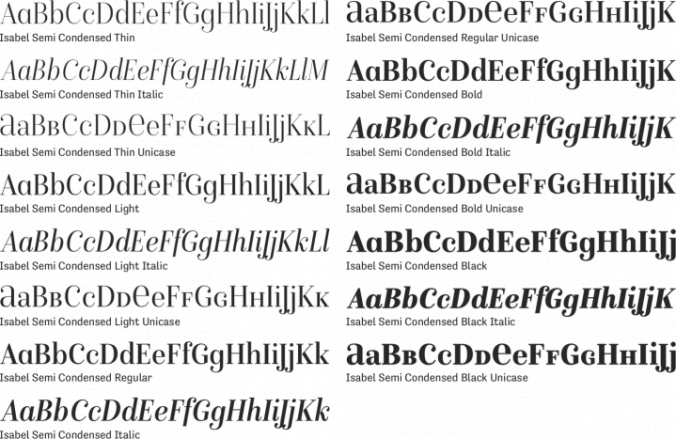 Isabel Semi Condensed Font Preview