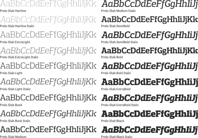 Prelo Slab Font Preview