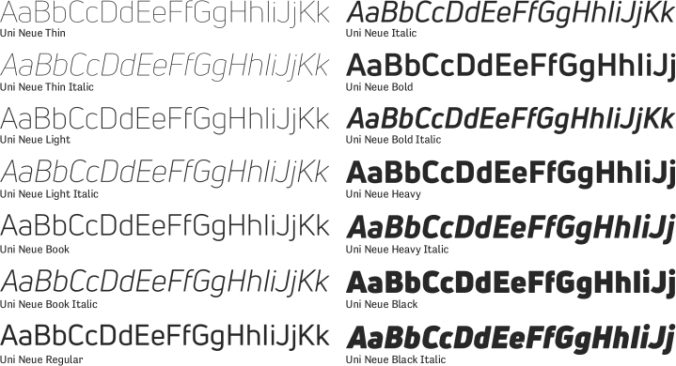 Uni Neue Font Preview