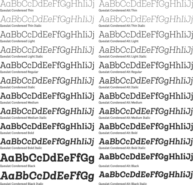 Queulat Condensed Font Preview