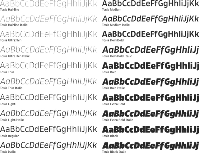 Tosia Font Preview