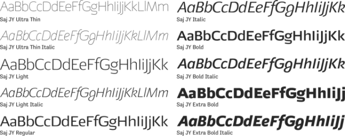 Saj JY Font Preview