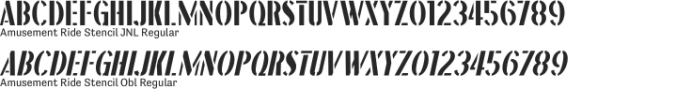 Amusement Ride Stencil JNL Font Preview