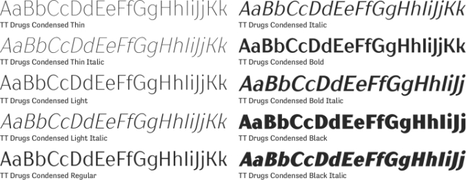 TT Drugs Condensed Font Preview