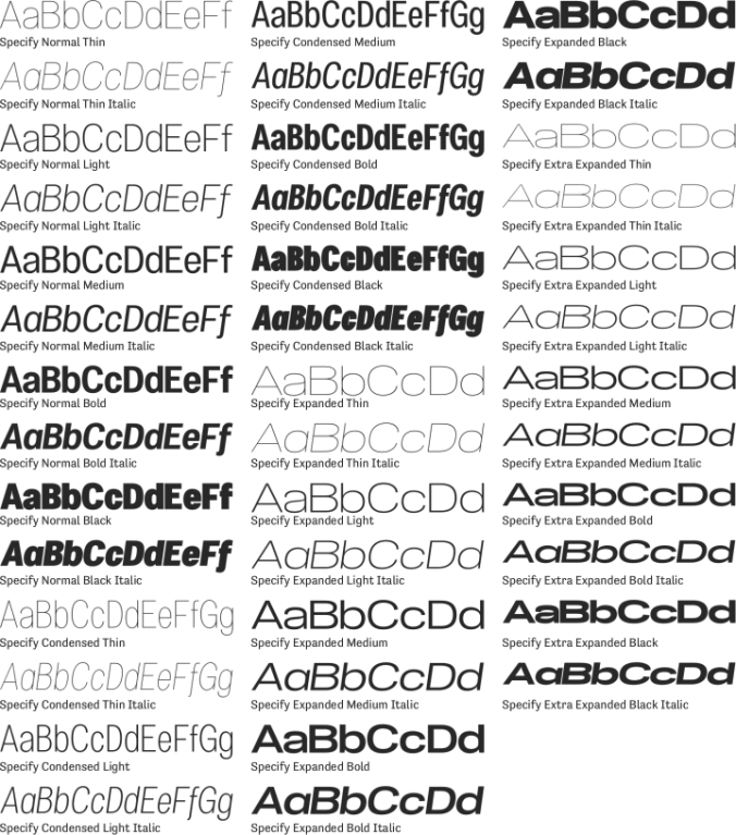 Specify Font Preview