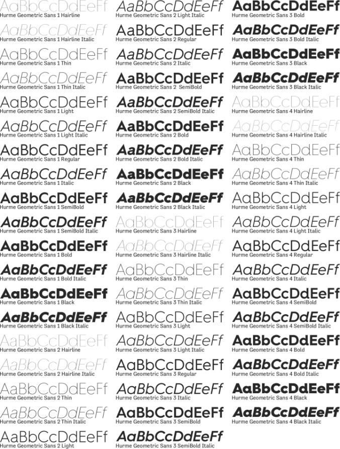 Hurme Geometric Sans Complete Font Preview
