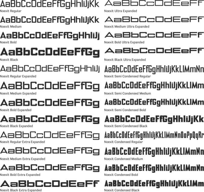 Noexit Font Preview