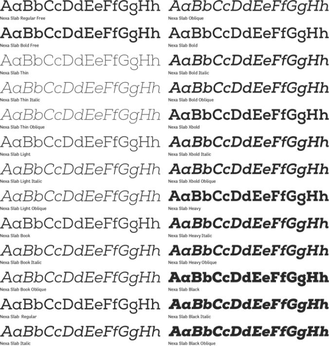 Nexa Slab Font Preview