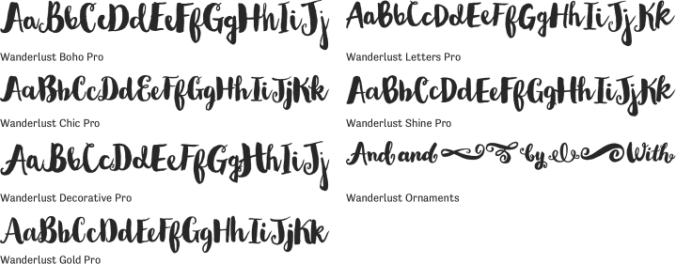 Wanderlust Pro Collection Font Preview