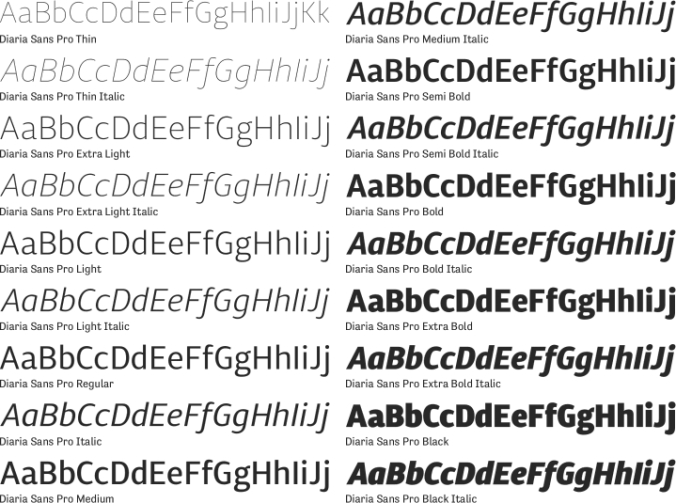 Diaria Sans Pro Font Preview