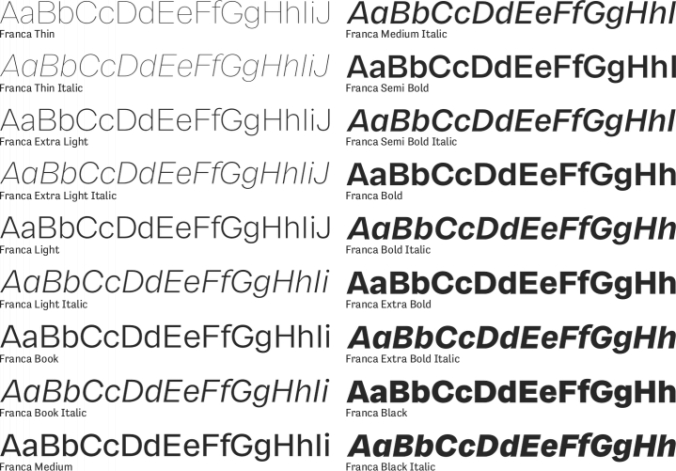 Franca Font Preview