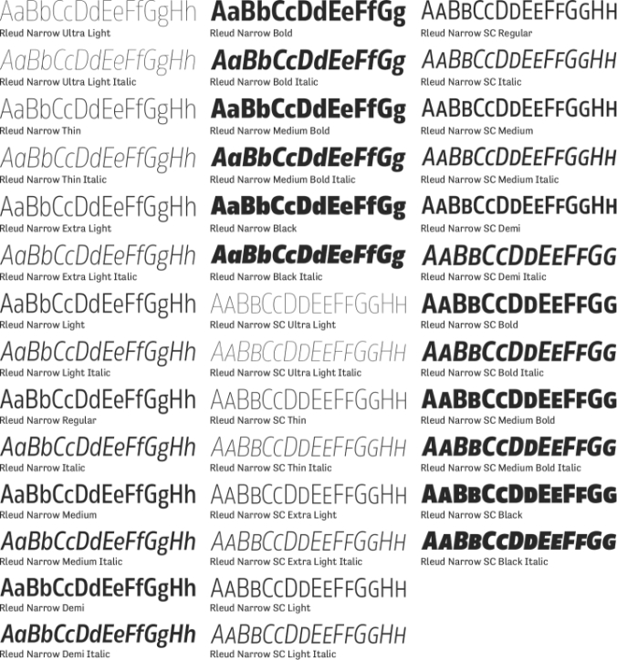 Rleud Narrow Font Preview