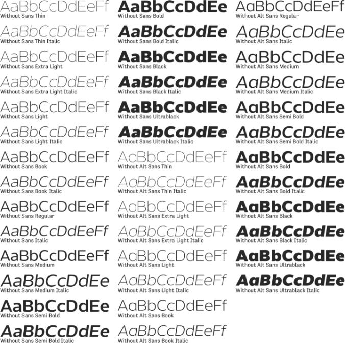Without Sans Font Preview