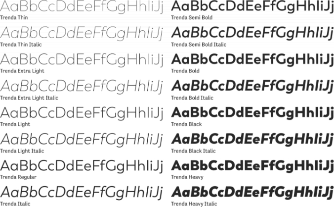 Trenda Font Preview