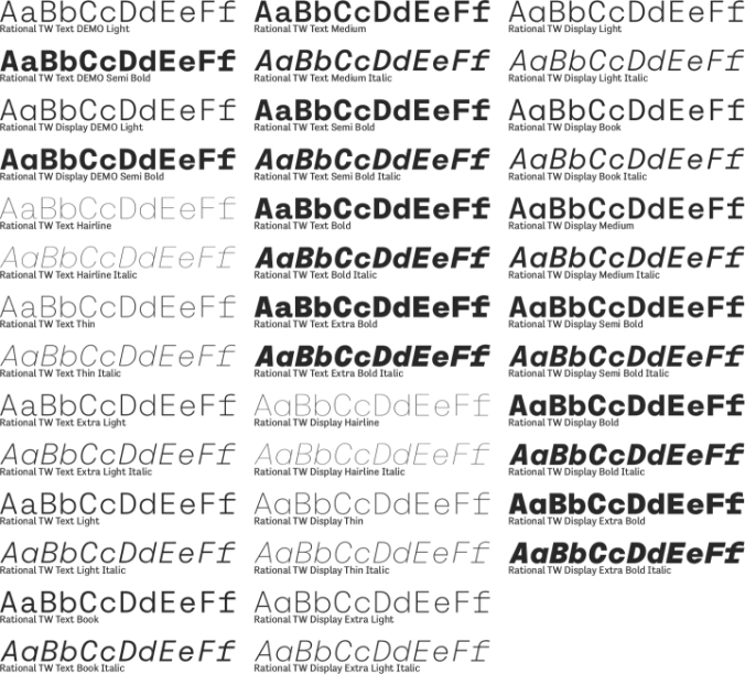 Rational TW Font Preview