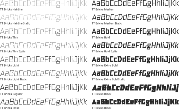 TT Bricks Font Preview