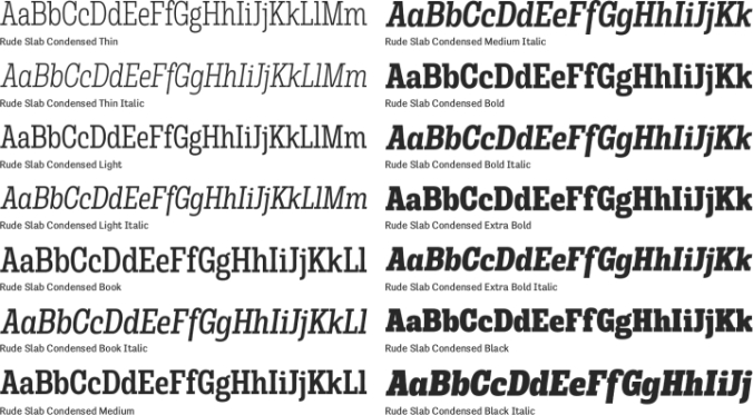 Rude Slab Condensed Font Preview