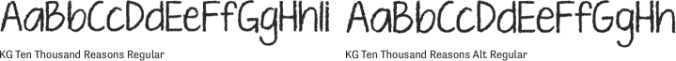 KG Ten Thousand Reasons Font Preview