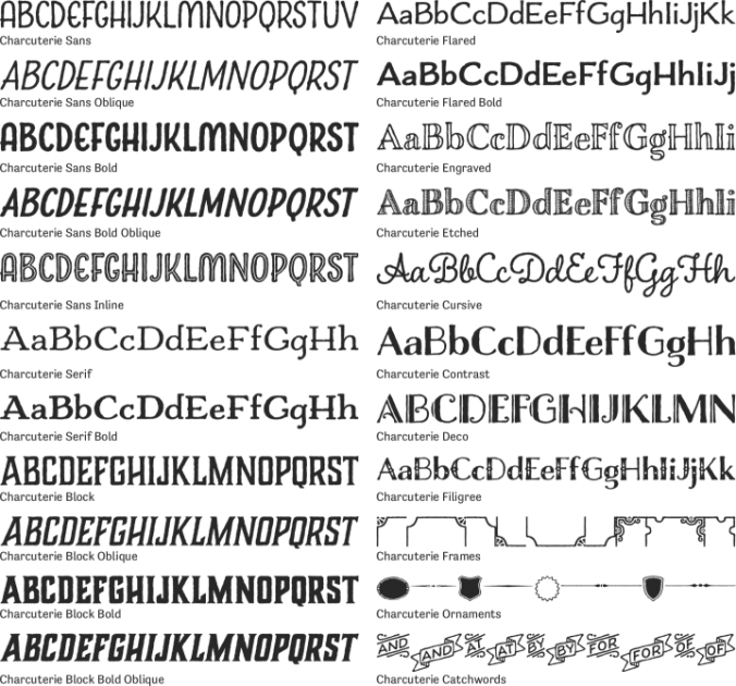 Charcuterie Ornaments Font Preview