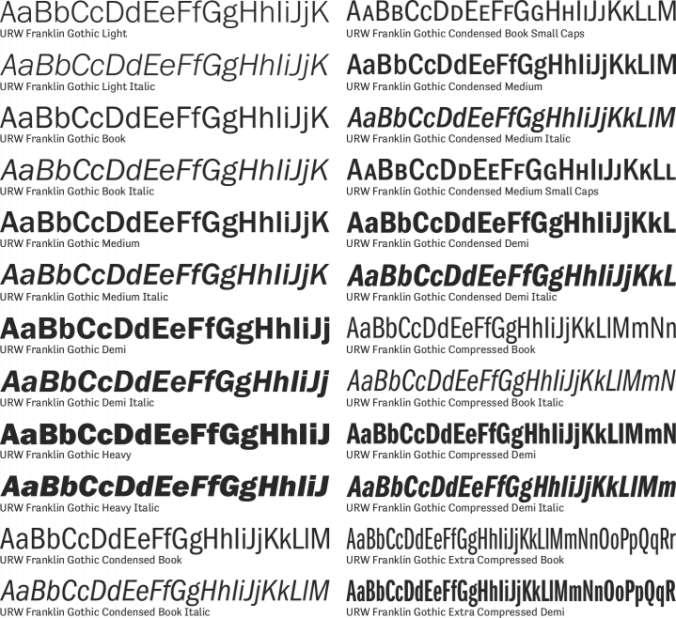 URW Franklin Gothic Font Preview