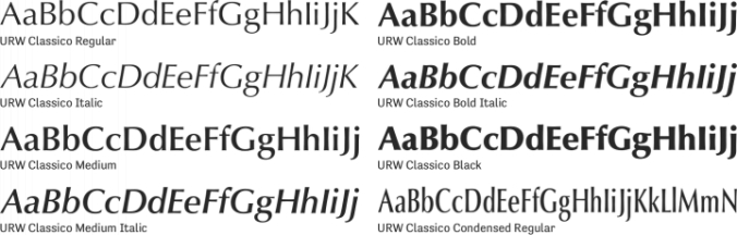 URW Classico Font Preview