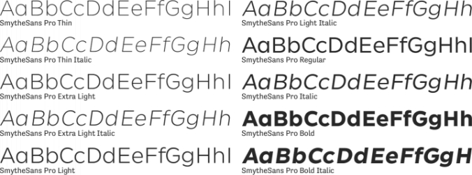 SmytheSans Pro Font Preview