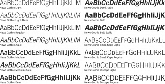URW News Gothic Font Preview