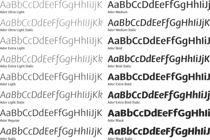 Ador Font Preview