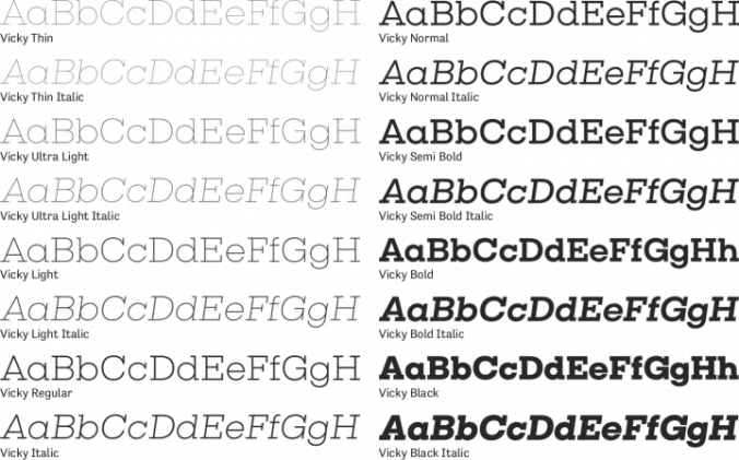 Vicky Font Preview
