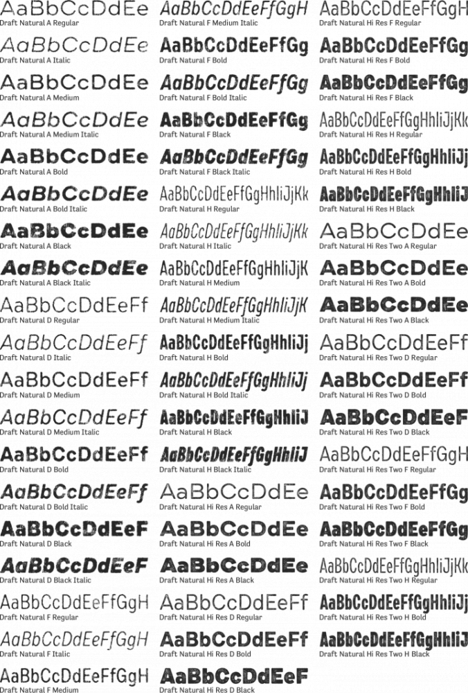 Draft Natural Font Preview