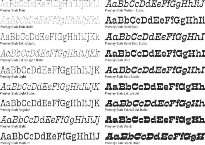 Presley Slab Font Preview