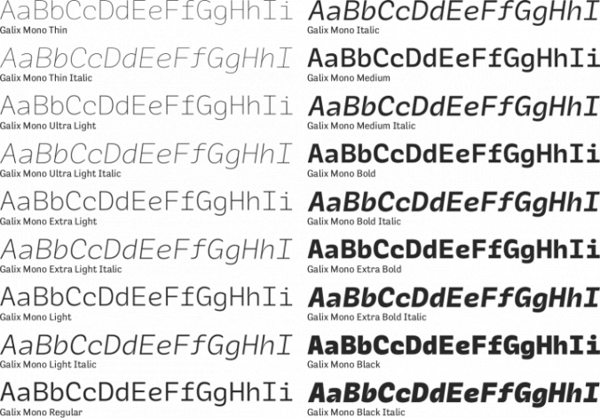 Galix Mono Font Preview