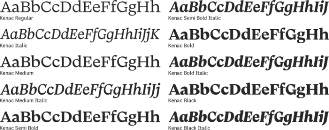 Kenac Font Preview