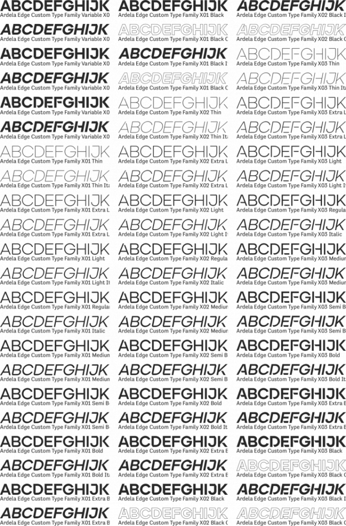 Ardela Edge Custom Type Family Font Preview
