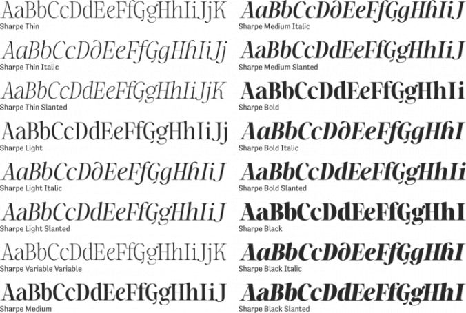 Sharpe Variable Font Preview