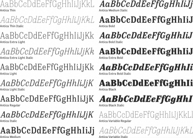 Antica Font Preview