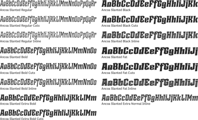 Ancoa Slanted Font Preview