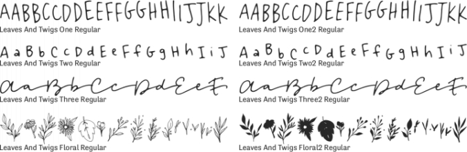 Leaves and Twigs Font Preview