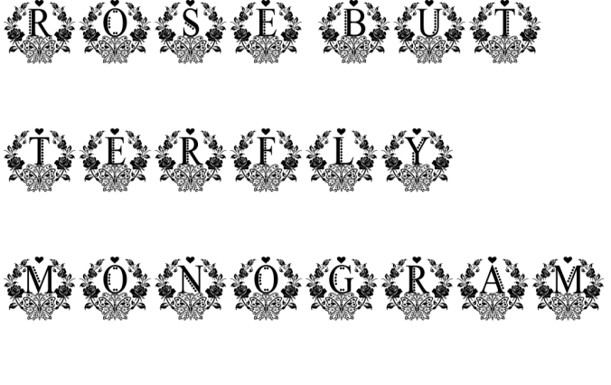 Rose Butterfly Monogram Font Preview