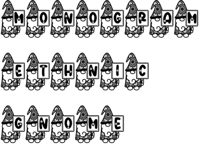 Monogram Ethnic Gnome Font Preview