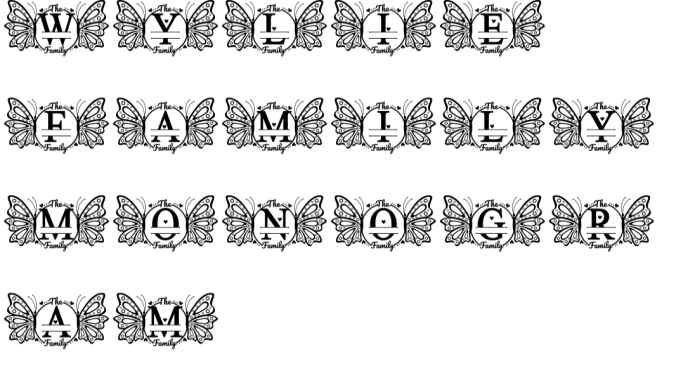 Wylie Family Monogram Font Preview