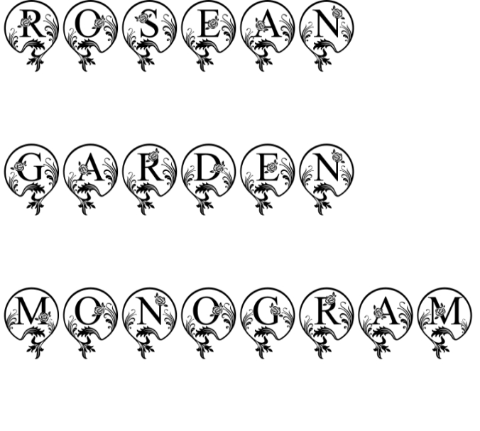 Rosean Garden Monogram Font Preview