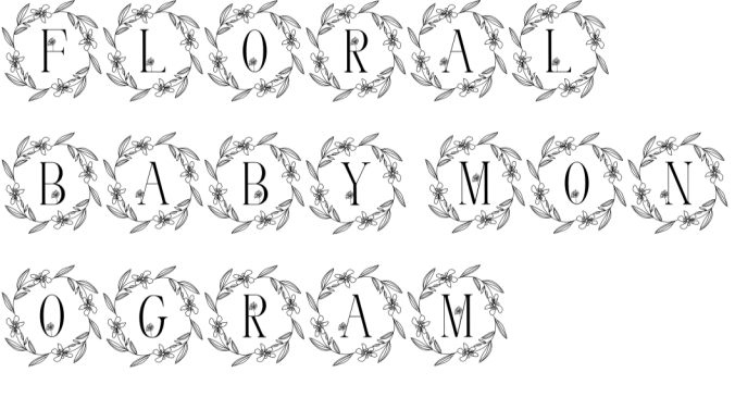 Floral Baby Monogram Font Preview