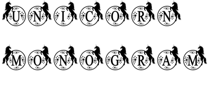 Unicorn Monogram Font Preview
