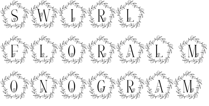 Swirl Floral Monogram Font Preview