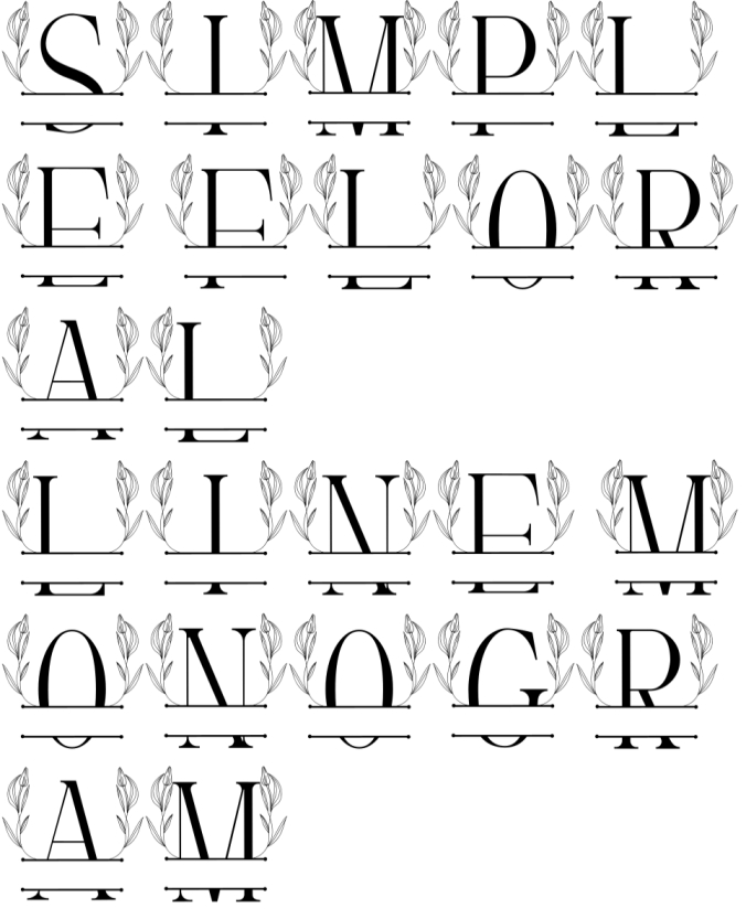 Simple Floral Line Monogram Font Preview