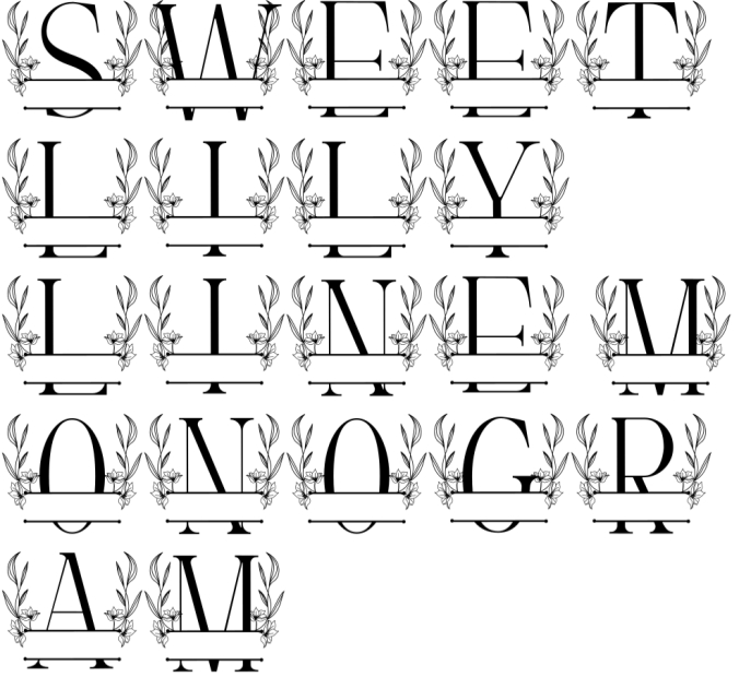 Sweet Lily Line Monogram Font Preview