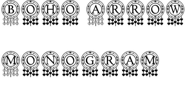 Boho Arrow Monogram Font Preview